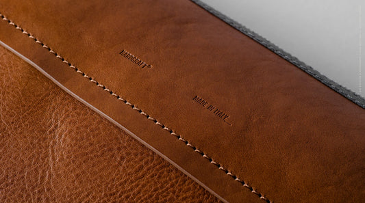 A leather good with HARDGRAFT and MADE IN ITALY embossed on its surface